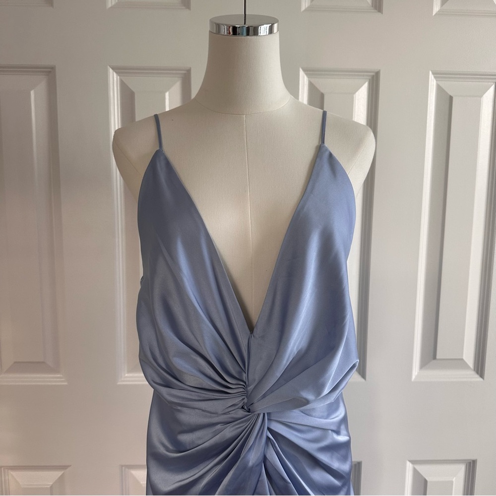 Abercrombie & Fitch Blue Twist-Front Spaghetti Strap Prom Wedding Dress Size L - Picture 4 of 12